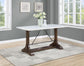 Aldrich - Counter Height Trestle Base Dining Table With Genuine White Marble Top - Dark Brown