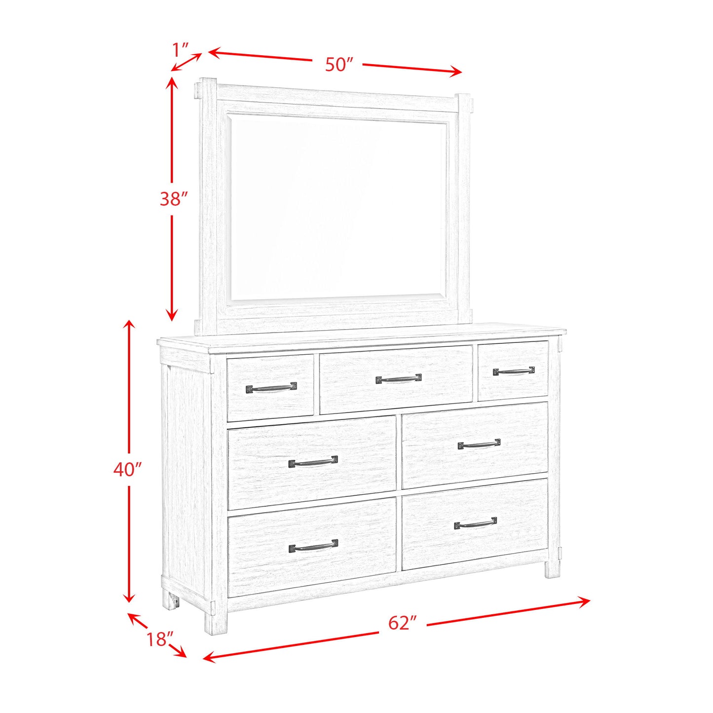 Scott - 7-Drawer Dresser With Mirror Set