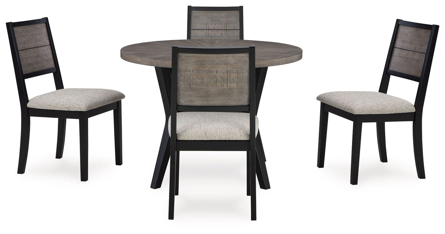 Corloda - Black / Gray - Round Drm Table Set (Set of 5)