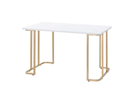 Acena 7-drawer Glass Top Vanity Desk with Lighting White - C