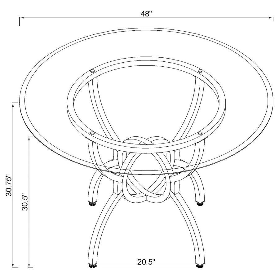 Aviano - 5 Piece Round Glass Top Dining Table Set - Gummetal