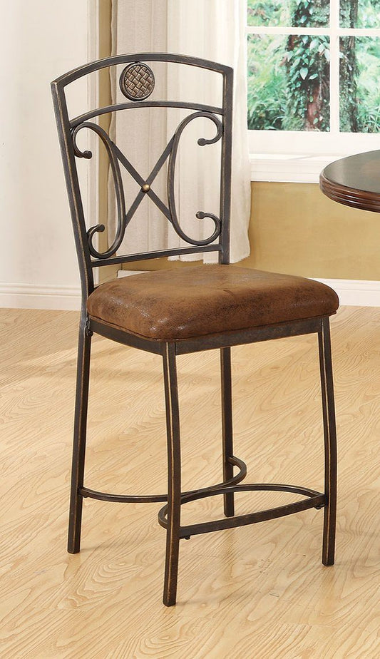Tavio - Counter Height Chair (2 Piece) - Fabric & Antique Bronze - 41"