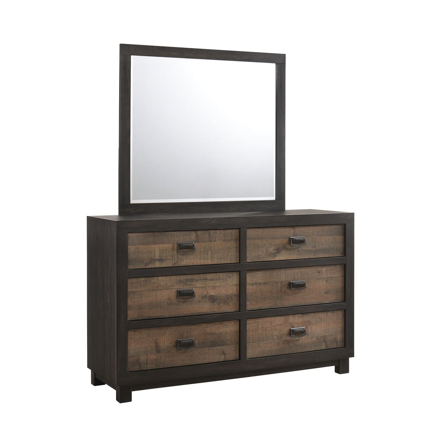 Harlington - 6-Drawer Dresser With Mirror Set - Dark Chocolate