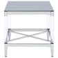 Lindley - Square End Table With Acrylic Legs And Tempered Mirror Top - Chrome