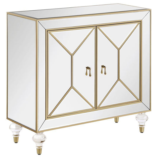 Lupin - 2-Door Accent Cabinet - Mirror and Champagne