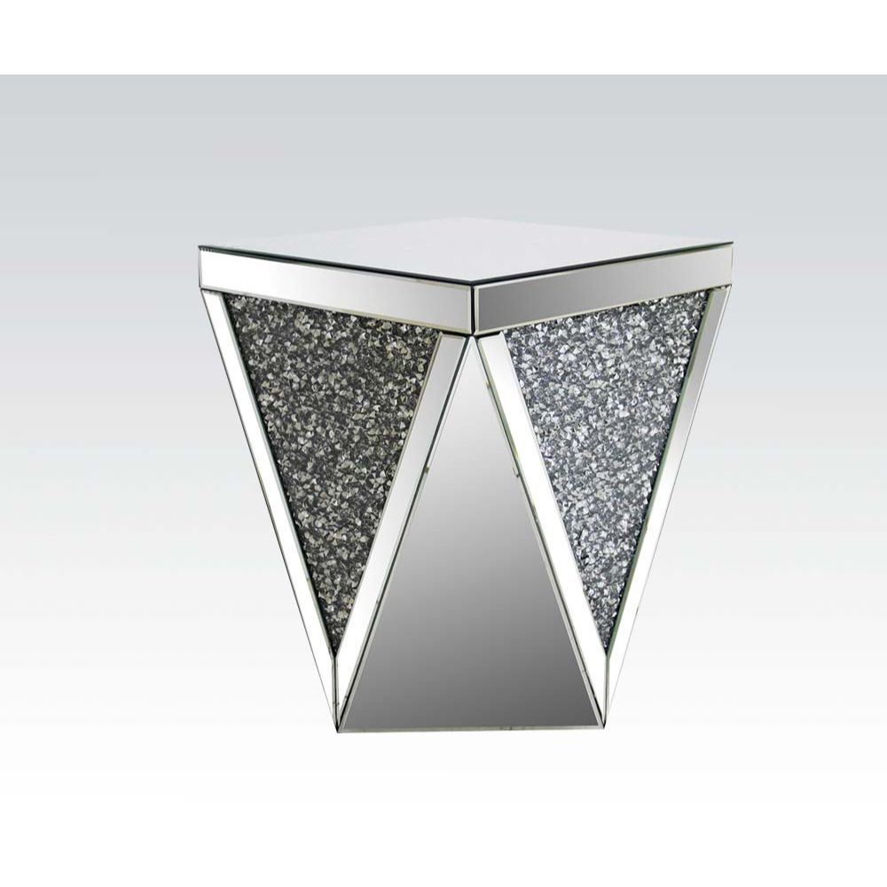 Noralie - End Table - Mirrored & Faux Diamonds - Glass - 23"