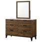 Mays - 6-Drawer Dresser With Mirror With Faux Marble Top - Walnut Brown