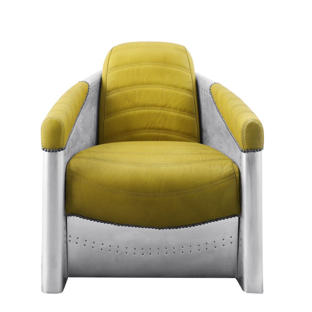 Brancaster - Accent Chair - Yellow Top Grain Leather & Aluminum