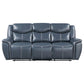 Sloane - Upholstered Motion Reclining Sofa With Drop Down Table - Blue