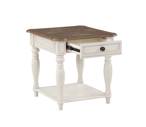 Florian - End Table - Oak & Antique White Finish