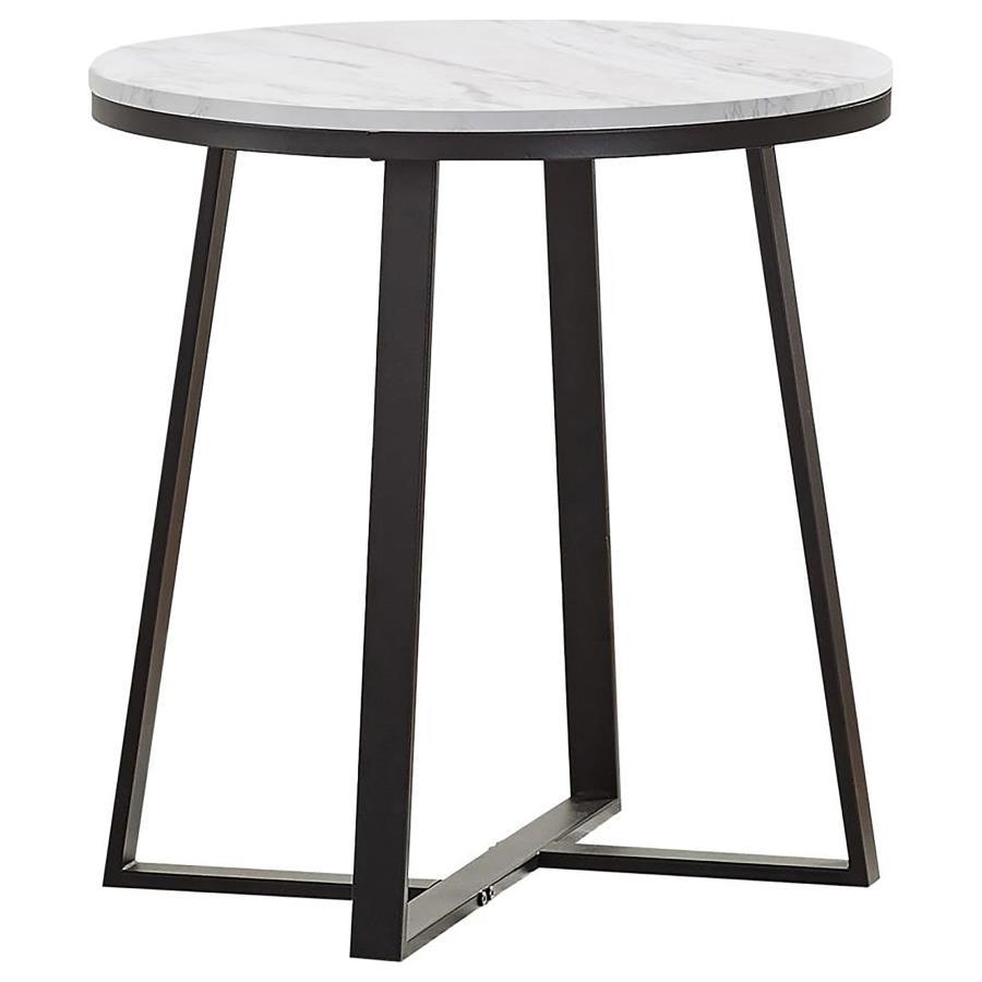 Hugo - Metal Base Round End Table - White And Matte Black