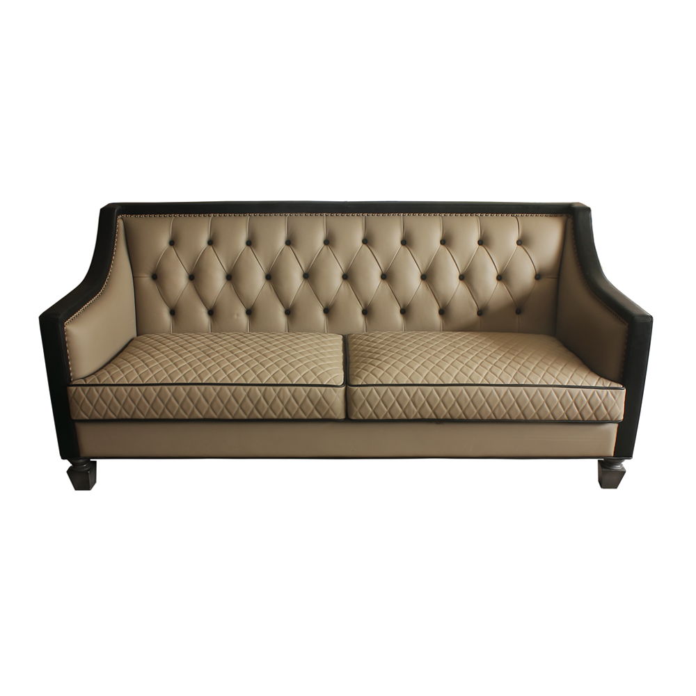 House - Beatrice Sofa - Tan PU, Black PU & Charcoal Finish