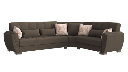 Ottomanson Armada Air - Convertible Sectional With Storage - Gray Brown