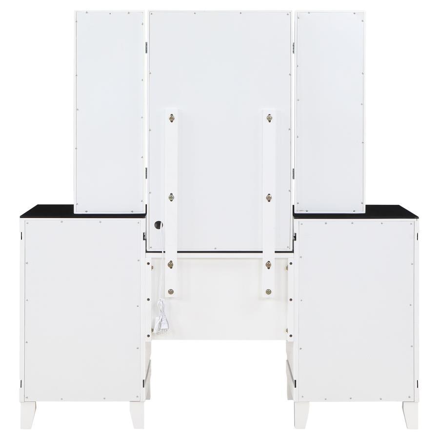 Talei - 6-Drawer Vanity Set With Lighting - Black And White