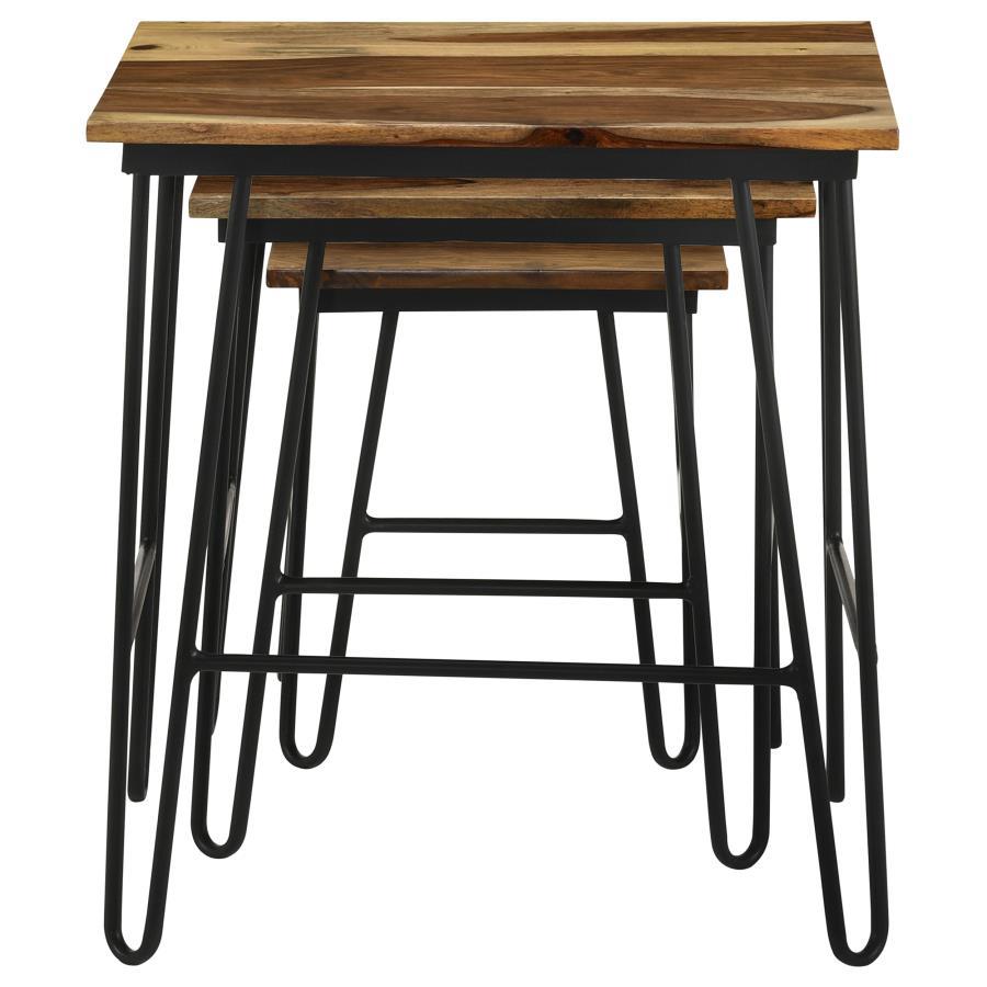 Nayeli - 3 Piece Nesting Table With Hairpin Legs - Natural And Black