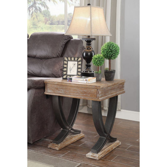 Pellio - End Table - Antique Oak & Black