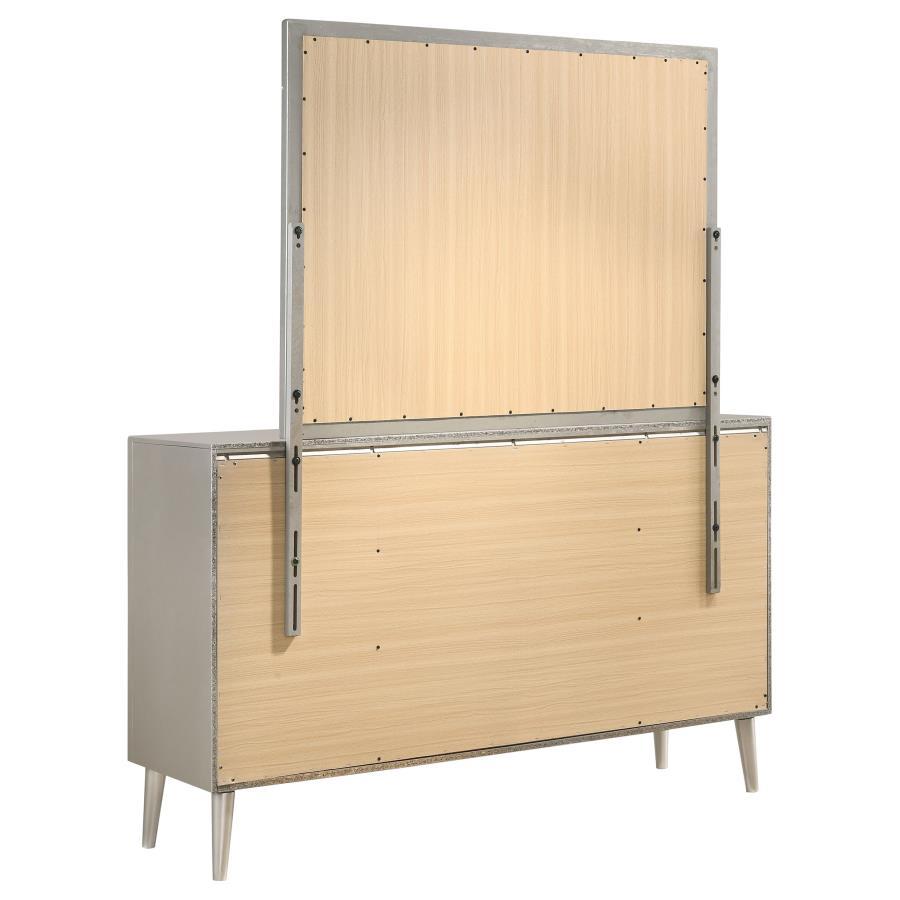 Ramon - 6-Drawer Dresser With Mirror - Metallic Sterling