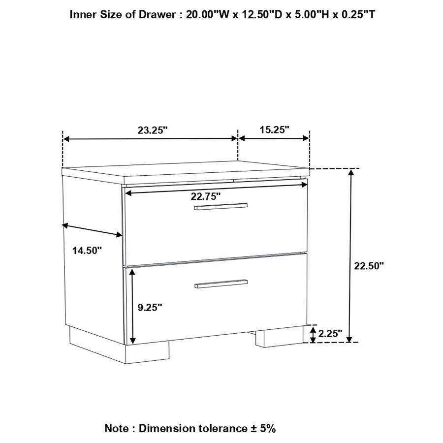 Felicity - 2-Drawer Nightstand - White High Gloss