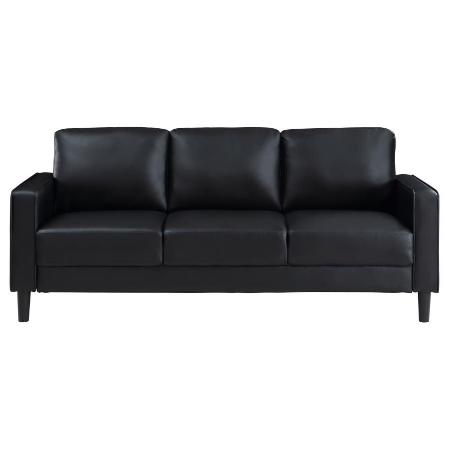 Ruth - Upholstered Track Arm Faux Leather Sofa Set
