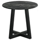 Skylark - Round End Table With Marble-like Top - Letizia And Light Oak
