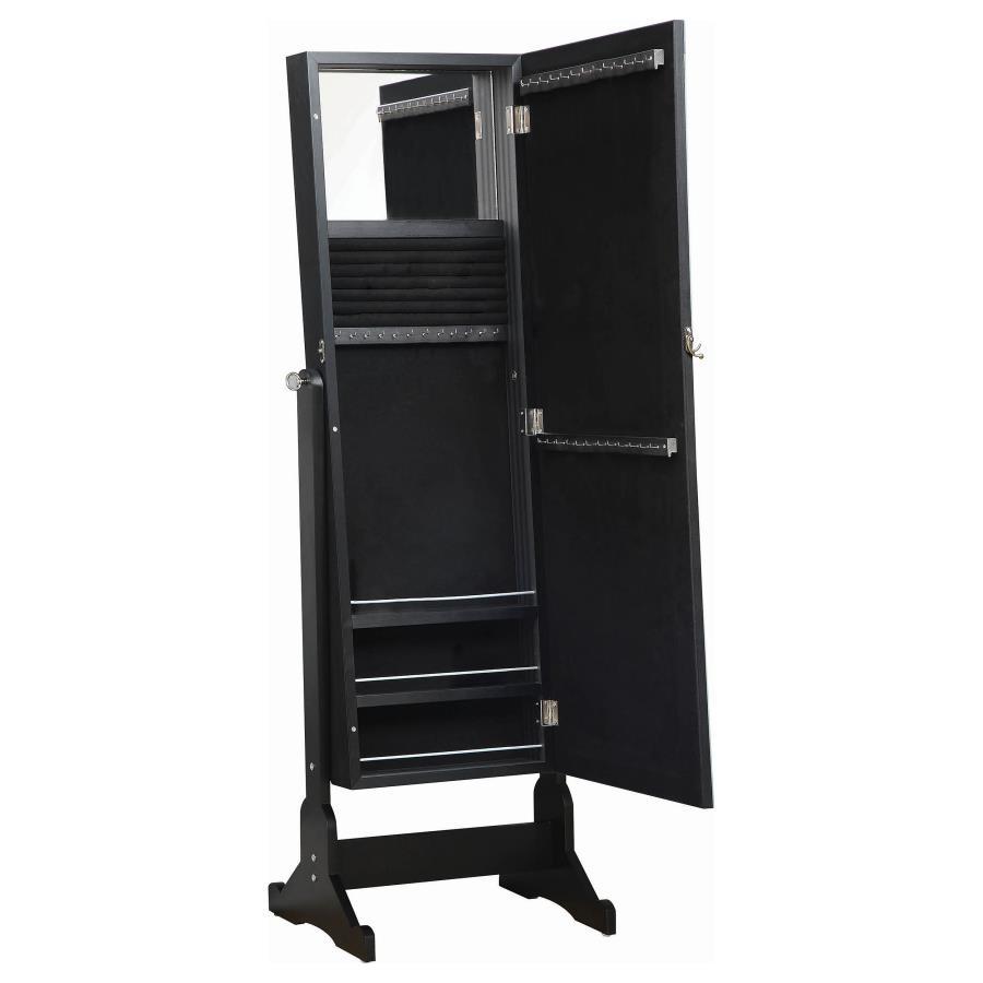 Cortez - Storage Jewelry Cheval Mirror - Black