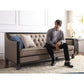 House - Beatrice Sofa - Tan PU, Black PU & Charcoal Finish