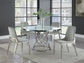 Irene - 5-Piece Round Glass Top Dining Set - White and Chrome