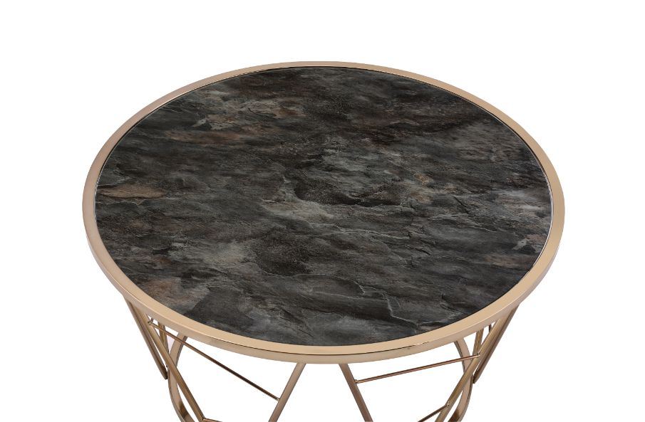 Cicatrix - Coffee Table - Faux Black Marble Glass & Champagne Finish