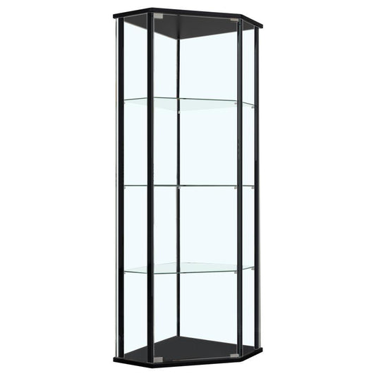 Zenobia - Glass Shelf Curio Cabinet - Clear And Black