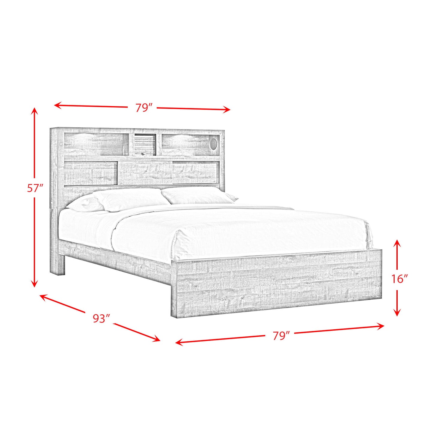 Bailey - Bookcase Panel Bed With Bluetooth