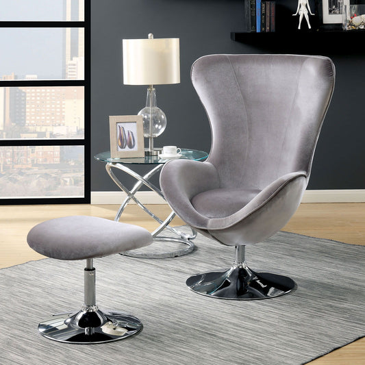 Shelia - Accent Chair With Ottoman - Gray