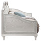 Evangeline - Upholstered Twin Daybed With Faux Diamond Trim - Silver And Ivory