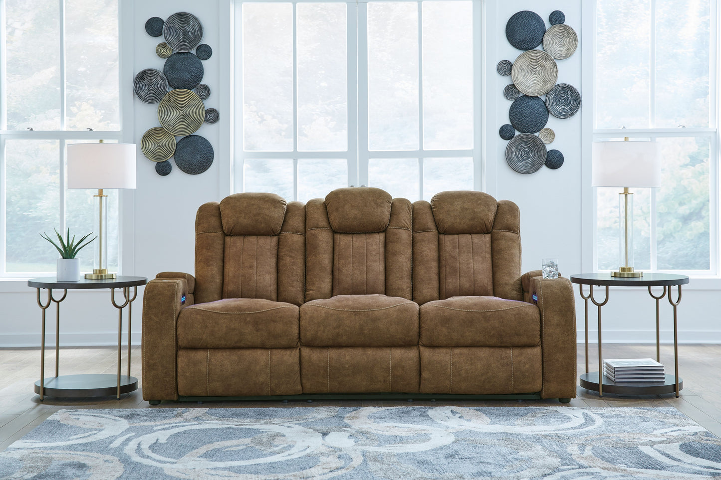 Wolfridge - Brindle - 2 Pc. - Power Reclining Sofa, Power Reclining Loveseat With Console