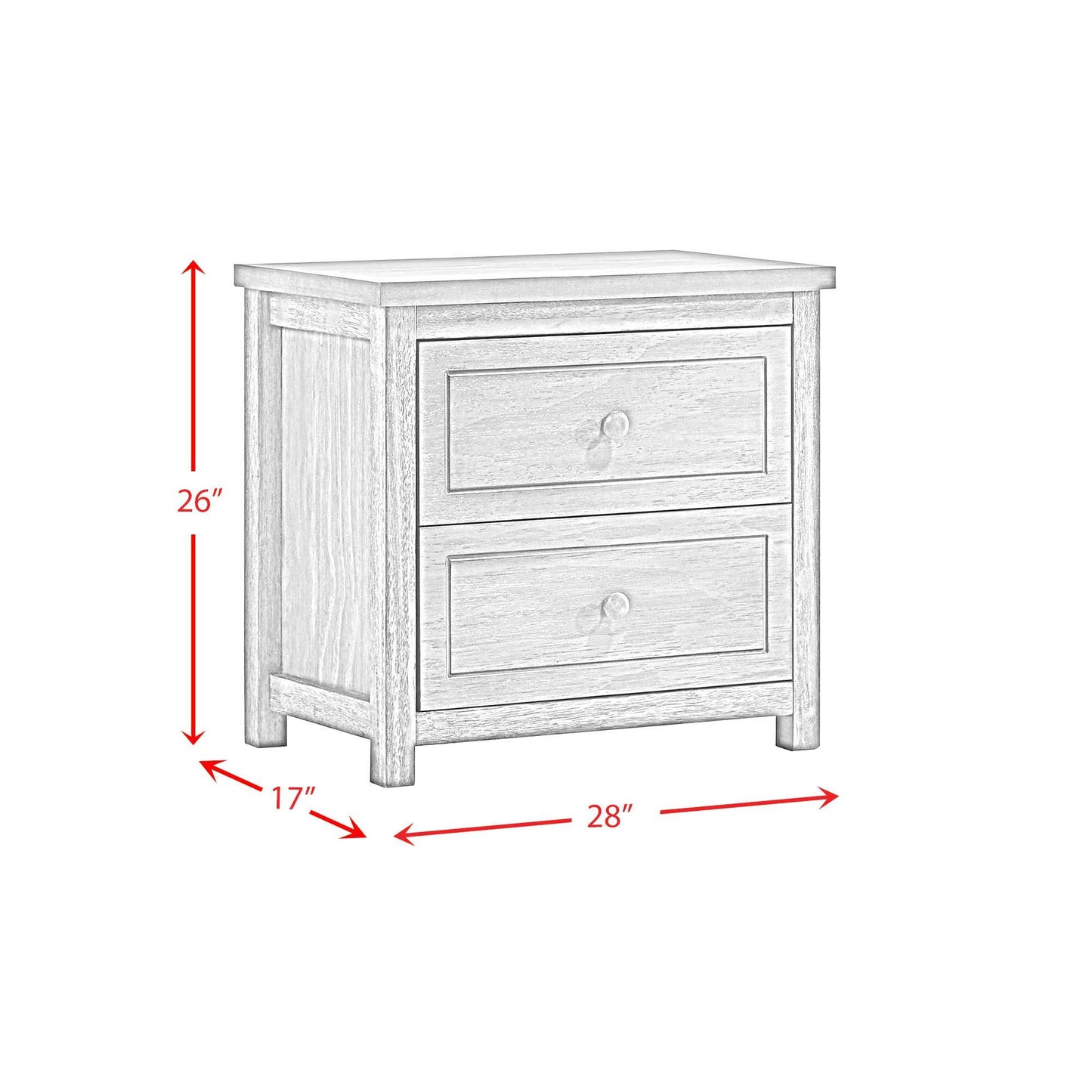 Trey - 2-Drawer Nightstand - Gray Wire Brushed