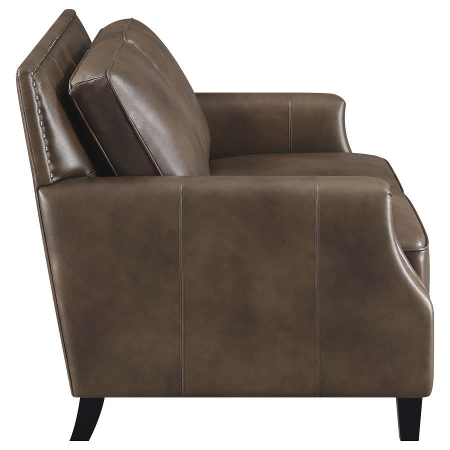 Leaton - Upholstered Recessed Arms Loveseat - Brown Sugar