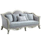 Qunsia - Sofa - Light Gray Linen & Champagne Finish