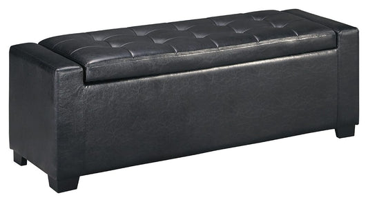 Benches - Black - Upholstered Storage Bench - Faux Leather