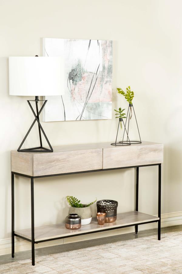 Rubeus - 2-Drawer Wood Entryway Console Table - White Washed