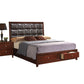 Ilana - Queen Bed - Brown PU & Brown Cherry